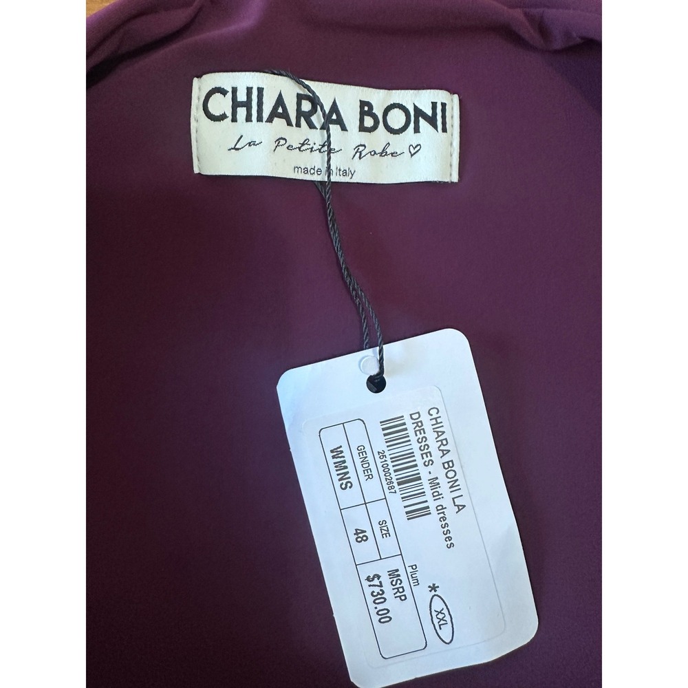 NWT Chiara Boni Cinthia Midi Dress  IT 48 US 12 Plum Purple Draped Cocktail - Picture 6 of 13
